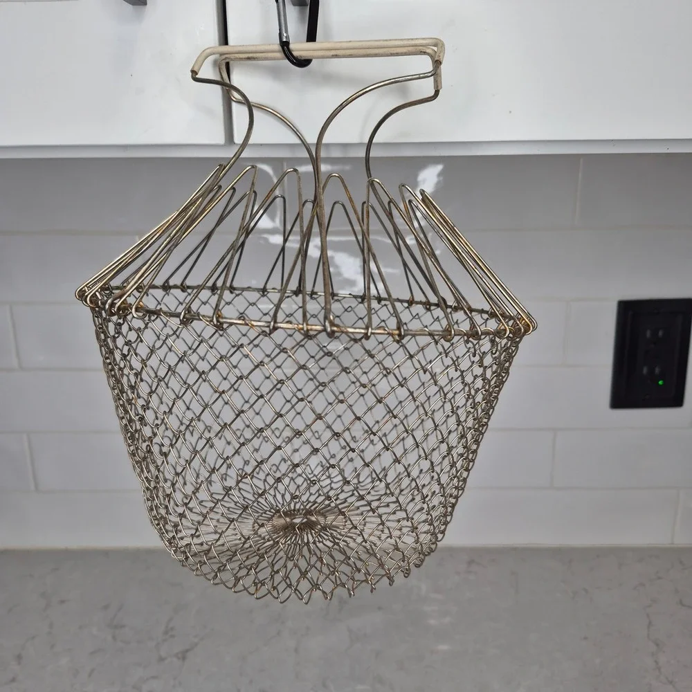Unbranded Kitchen Basket‎ Collapsible Wire Mesh Silver Tone France